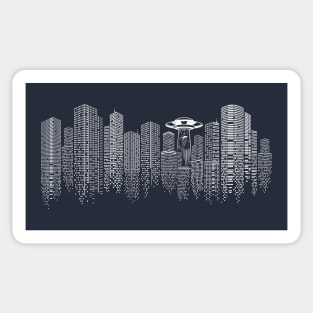 UFO Abduction City Skyline Sticker